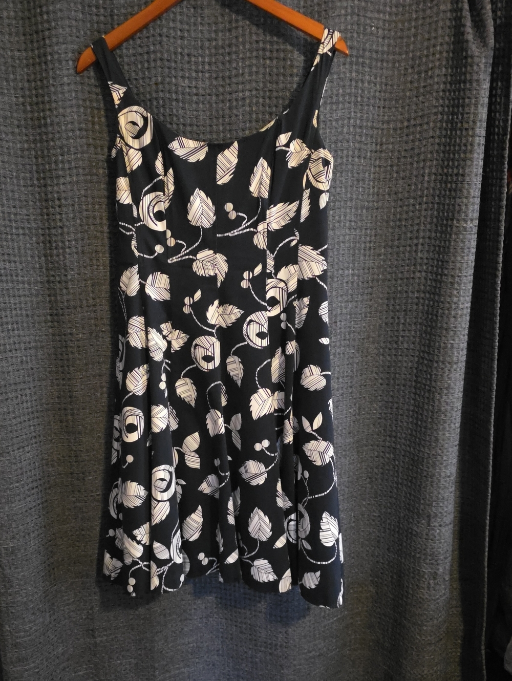 Nine West Black Mini Dress with White Floral Print